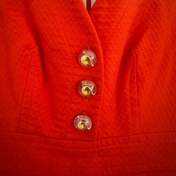 Trina Turk Short Sleeve Red Button Dress - Picture 4 of 4